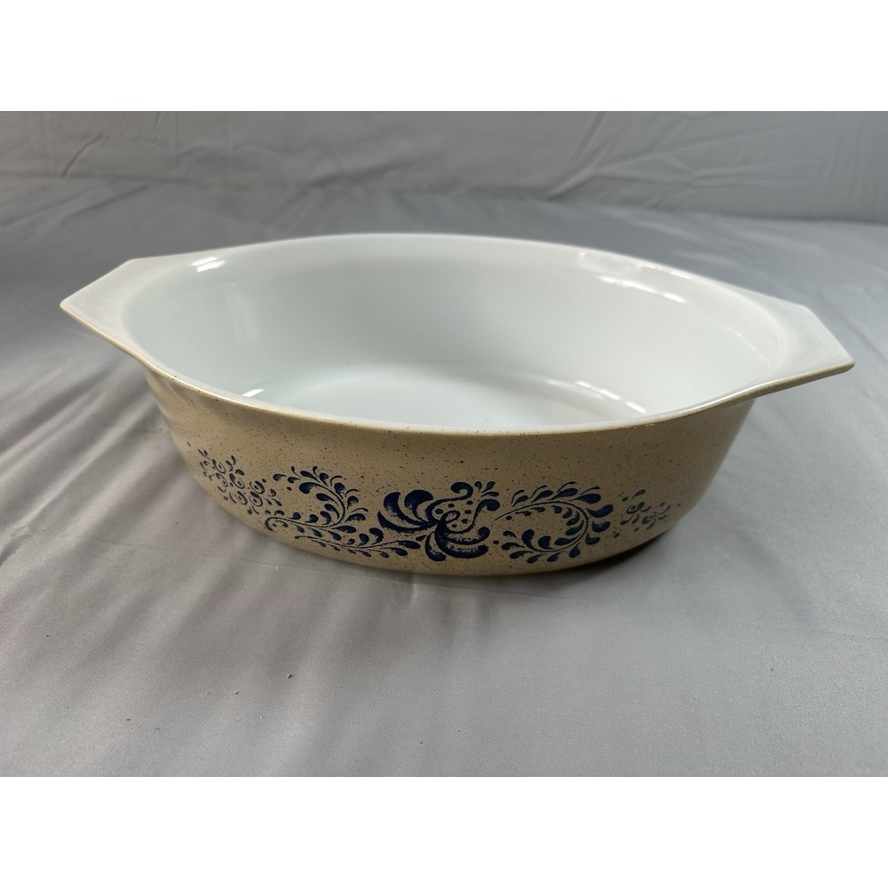 vintage pyrex homestead blue oval‎ casserole dish 2.5 qt no lid